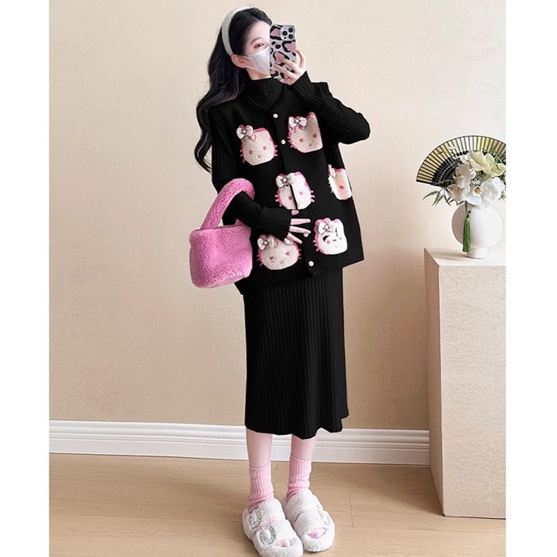 孕妇连衣裙套装2026新款宽松马甲内搭打底毛衣裙针织两件套秋冬季,淘宝优惠券,粉丝福利购,淘宝优惠卷