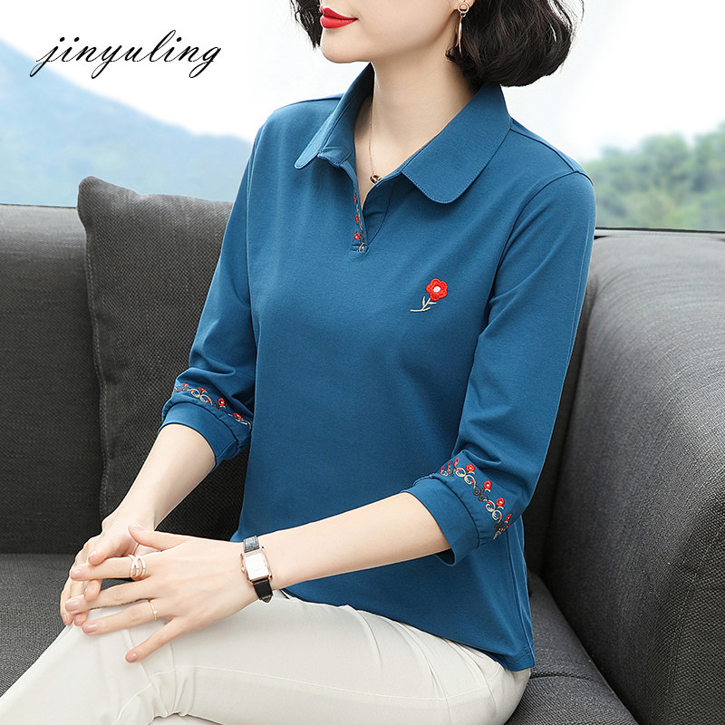 中袖翻领纯棉春夏2020新款polo衫 金羽伶T恤
