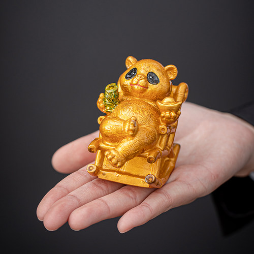 豪跃变色茶宠摆件招财熊猫摇摇椅精品可养茶桌摆设饰品茶具茶道 - 图0