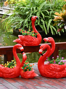 庭院火烈鸟园林景观花盆卡通动物