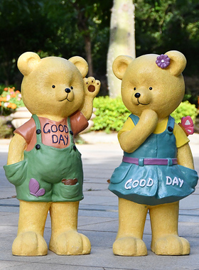 玻璃钢庭院小熊门店欢迎园林景观