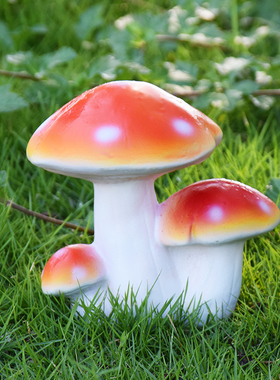 田园风树脂蘑菇阳台布置装饰摆件