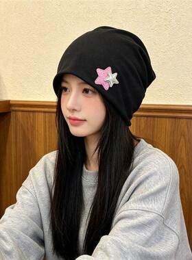 星星堆堆帽女2026新款宽松大头围显脸小冷帽产后坐月子睡帽包头帽