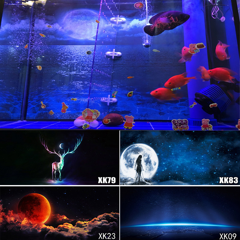 鱼缸背景贴纸高清图3d立体壁纸水族箱贴纸壁画造景装饰星空5d地球