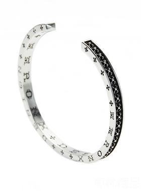 正品aar世onx口设计原创纯银中纪风复古925银手设镯开可调节小众