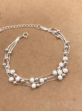 正品999纯银手链女ins众计设2小礼022年新款手镯女生生日物冷淡风