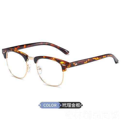 正品抗光防射平光蓝疲劳电脑护目眼睛辐男韩版潮复古近视镜框眼女 - 图2