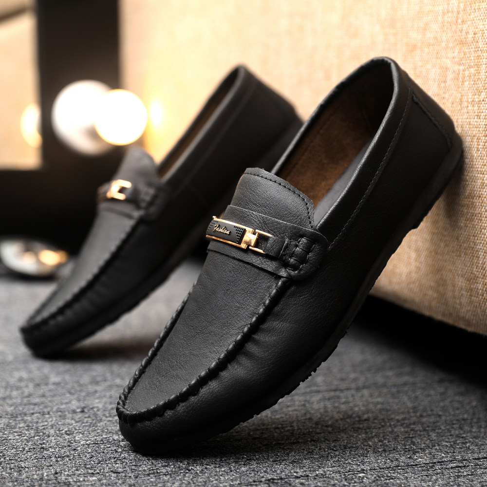 2026新款男鞋软皮黑色休闲皮男士豆豆鞋一脚蹬懒人潮鞋高端鞋驾车,淘宝优惠券,粉丝福利购,淘宝优惠卷