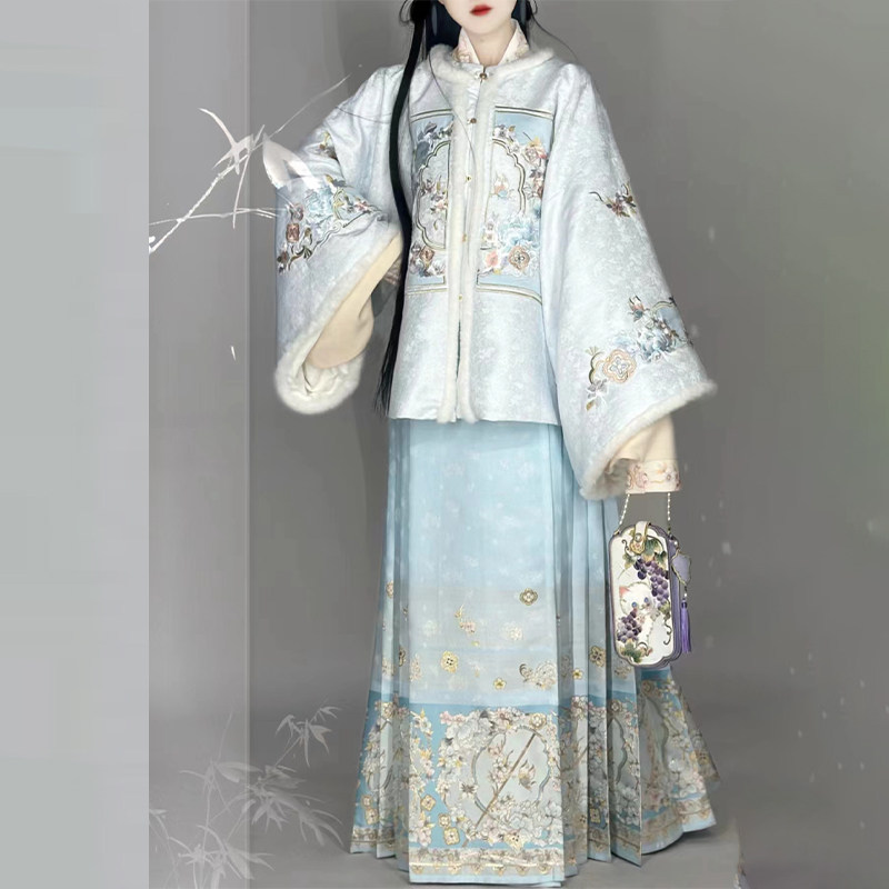 仙楚姬原创汉服女【画扇】明制披袄刺绣重工妆花马面裙日常秋冬款,淘宝优惠券,粉丝福利购,淘宝优惠卷