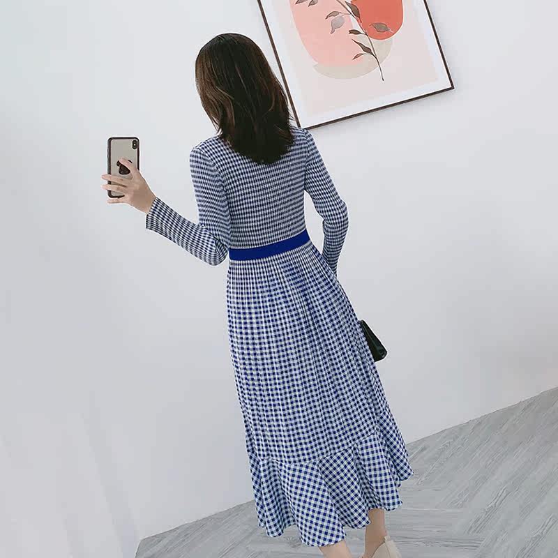 慕衣思褶皱2021秋高腰荷叶边裙子 慕衣思连衣裙