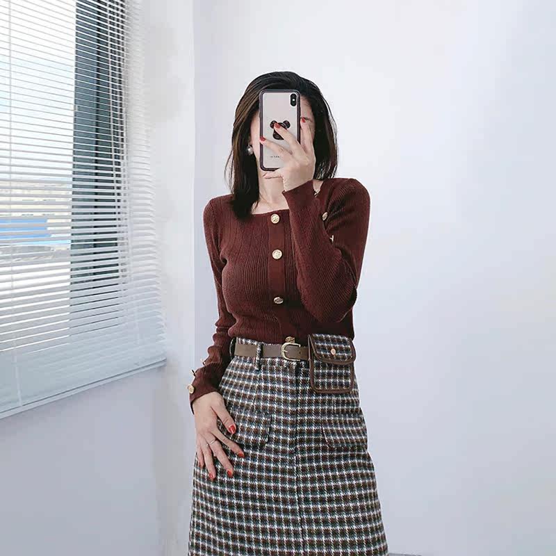 慕衣思2021秋新款针织修身女套装裙 慕衣思时尚套装