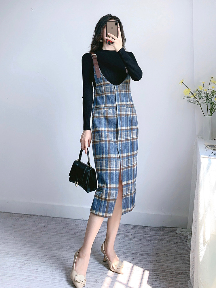 慕衣思毛呢2020秋季新款气质连衣裙 慕衣思连衣裙