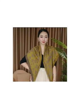 红色围巾女春秋冬新款丝巾金丝方巾时尚百搭护颈保暖披肩流行爆款