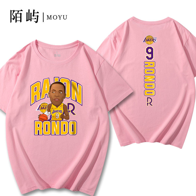 篮球运动短袖湖人队隆多印花打底衫 陌屿T恤