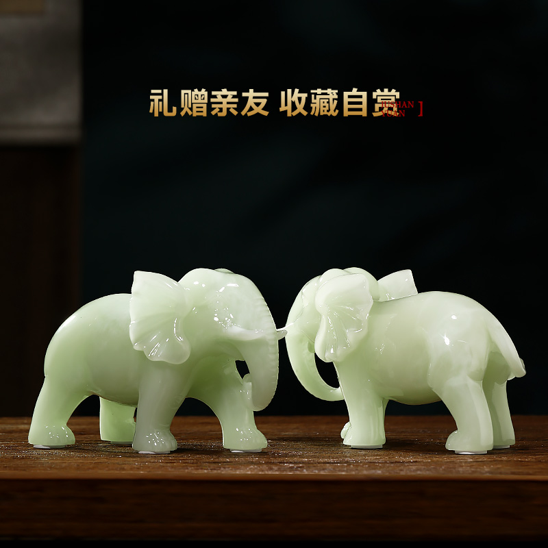 吉祥如意大象摆件一对家居客厅入户玄关电视柜装饰品乔迁新家礼物