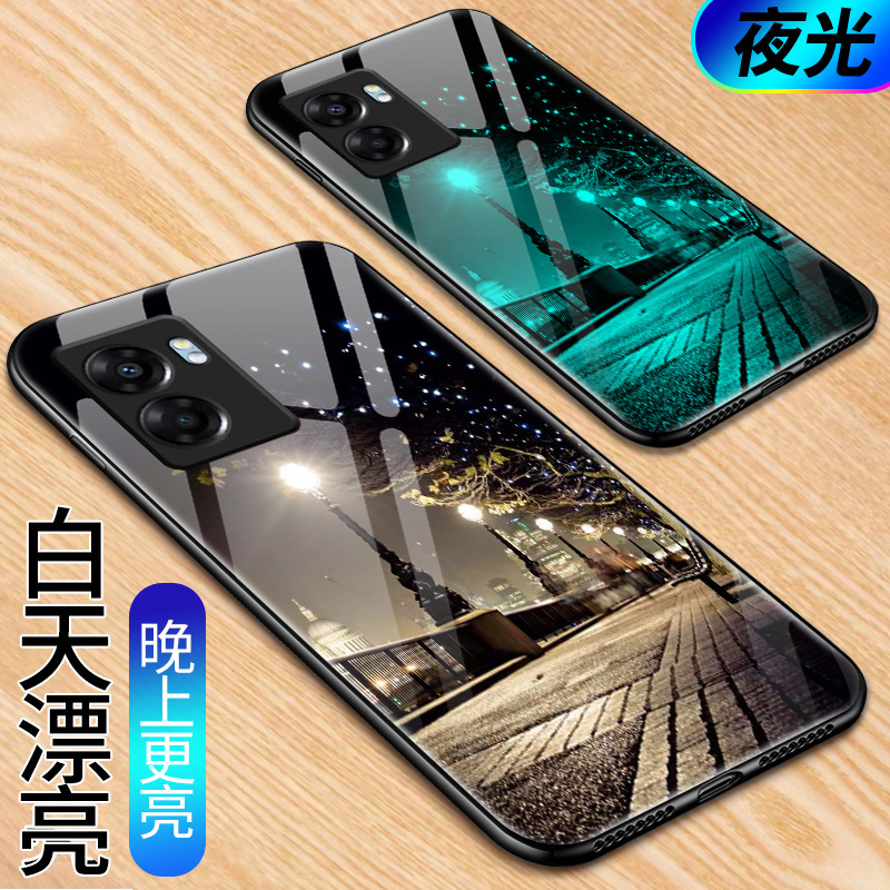 OPPOA57(5G)手机壳2022新版夜光玻璃PFTM20硅胶软边硬壳oppoa57全包防摔5G男女情侣opop个性潮文字0ppo保护套 - 图1