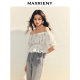 MAXRIENY ເສື້ອ chiffon ບ່າຫນຶ່ງທີ່ມີການອອກແບບເປັນ pleated