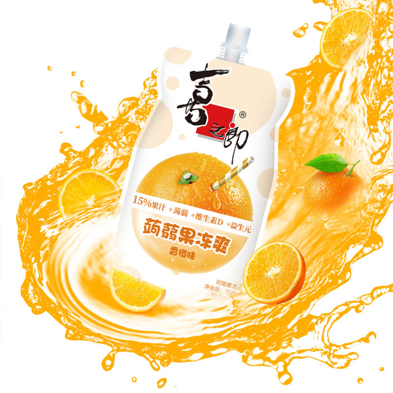 喜之郎蒟蒻果冻爽600g袋果汁布丁 海料食品果冻/布丁