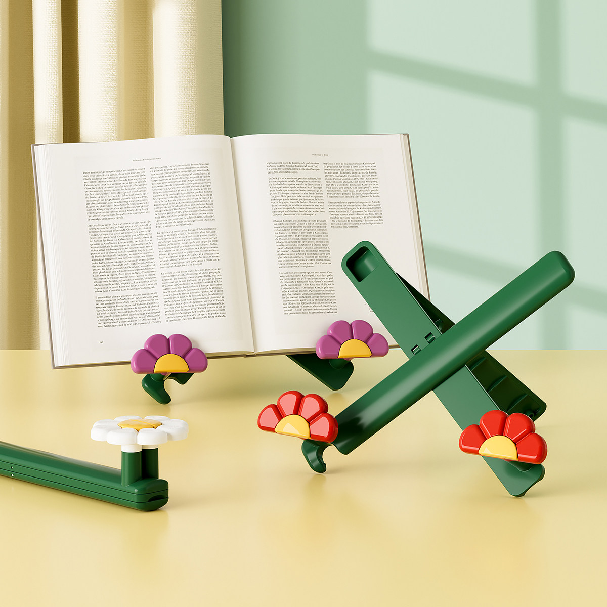 简约花朵阅读架可折叠便携书立架儿童读书支架桌面平板支架固定夹,淘宝优惠券,粉丝福利购,淘宝优惠卷