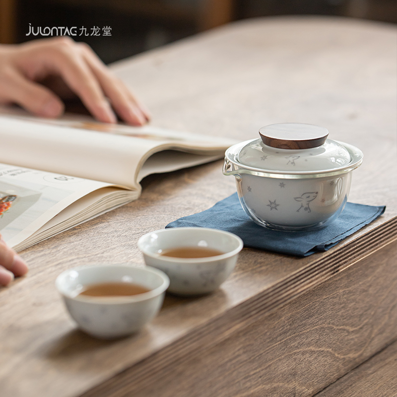 旅行茶具套装快客杯便携式露营户外旅游泡茶杯一壶二杯茶壶小套装-图1