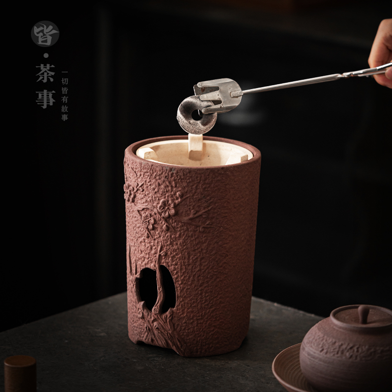 家用粗煮茶壶碳炉套装复古中式功夫茶具陶瓷户外露营烧水壶小套组 - 图1