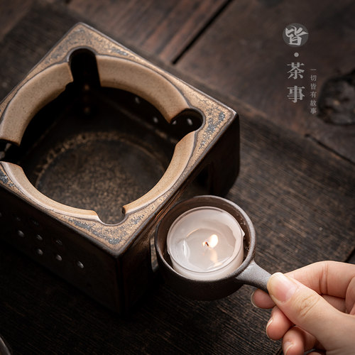 鎏金温茶炉中式功夫茶具家用茶道陶瓷蜡烛底座恒温器暖茶器保温座 - 图1