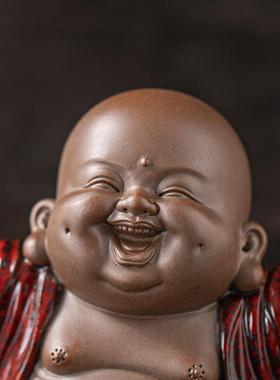 久造中式禅意茶室陶瓷弥勒佛摆件