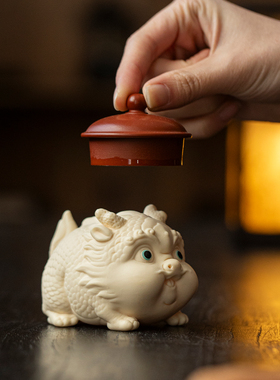 国潮治愈系陶瓷小福龙摆件