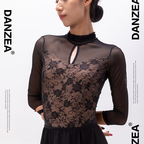 Danzea蕾丝长袖芭蕾连体服专业成人女气质显瘦舞蹈瑜伽练功服舞服 - 图2
