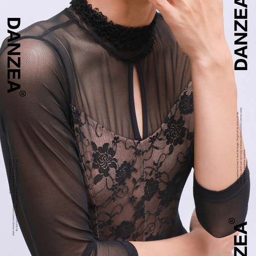 Danzea蕾丝长袖芭蕾连体服专业成人女气质显瘦舞蹈瑜伽练功服舞服 - 图1