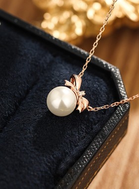 panzoro银甜美蝴蝶结女锁骨链