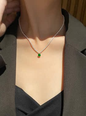 恋约祖母绿合金女波光粼粼锁骨链