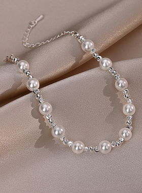 恋约珍珠手链女小众碎银子手串