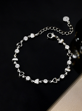 恋约爱心手链女设计感闪钻手饰品