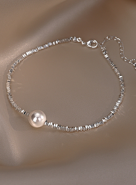 恋约碎银子手链女珍珠手饰品高级