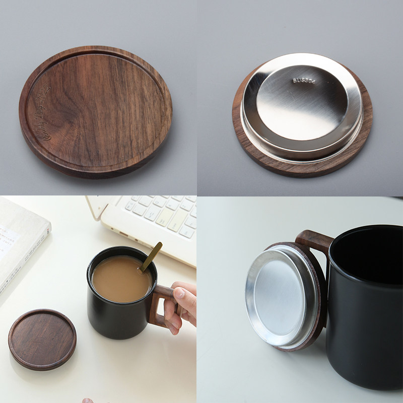 胡桃木两用杯盖子陶瓷杯盖子马克杯盖子通用防尘水杯盖子定制logo,淘宝优惠券,粉丝福利购,淘宝优惠卷