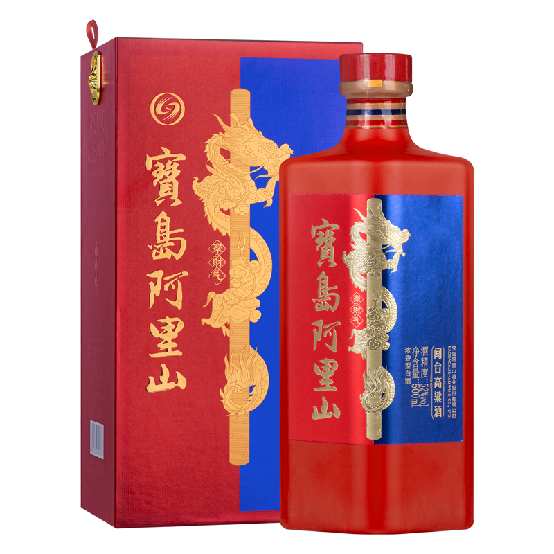 宝岛阿里山闽台高粱酒聚财气52度纯粮食口粮白酒500ML/瓶盒装送礼