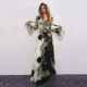 OfAkiva Brittany original hand-painted cat chasing pattern hooded dress