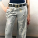 OfAkiva Right Taste Original Printed Multi-Pearl Necklace Design Straight Plush Pants