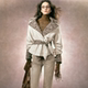 OfAkiva animal print off-shoulder large lapel triangle placket leather quilted jacket