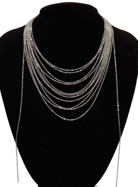 金属多层流苏链子女波光粼粼项链