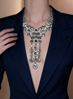 重工超闪满钻流苏长款项链女