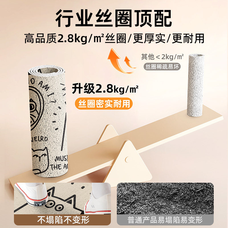 简笔画入户地垫进门除尘耐脏免打理防滑垫丝圈蹭土耐磨耐刮脚踏垫,淘宝优惠券,粉丝福利购,淘宝优惠卷