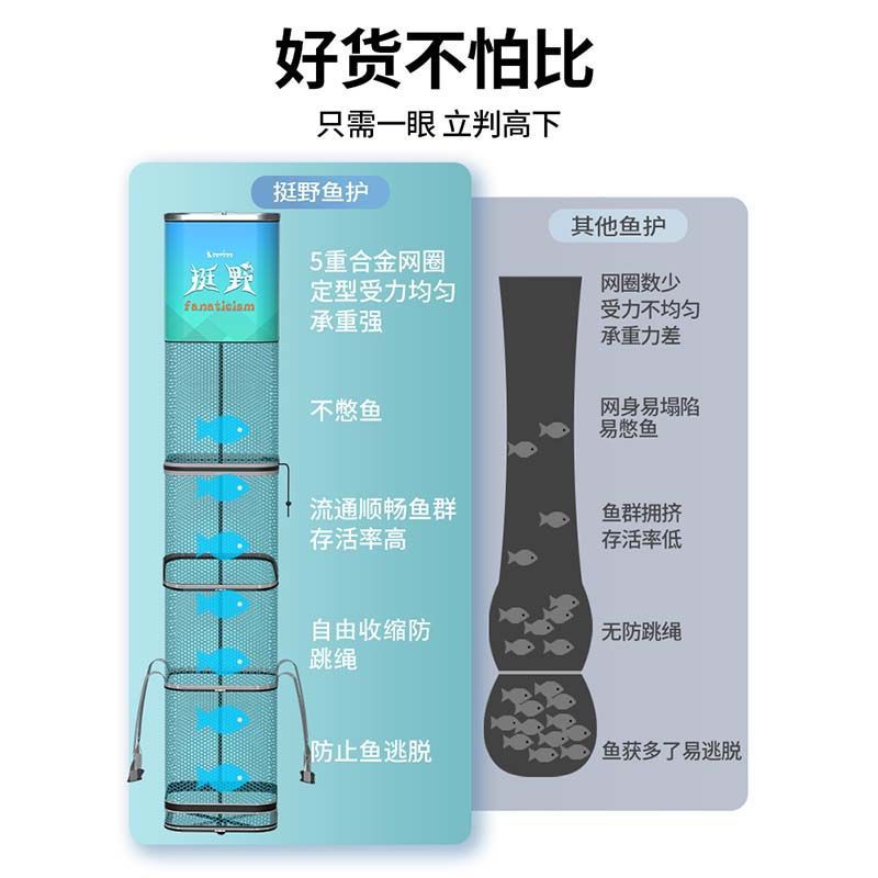 挺野鱼护钓鱼野钓黑坑鱼网兜袋方口溪流鱼户垂钓速干方形渔护