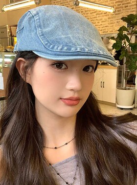 显脸小流光水斑驳牛仔帽子