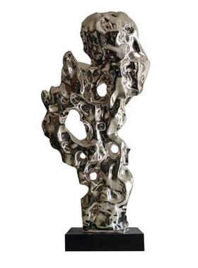 不锈钢雕塑定制太湖石玻璃钢仿真石头镂空金属镜面地产景观石现货