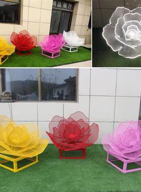 户外不锈钢蒲公英雕塑铁艺发光镂空花朵园林摆件草坪美陈装饰景观