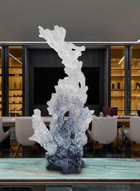 新中式透明树脂雕塑太湖石别墅客厅玄关抽象高档软装工艺饰品摆件