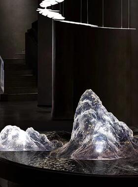 透明树脂假山摆件售楼处酒店样板间山形雕塑玄关桌面装饰园林景观