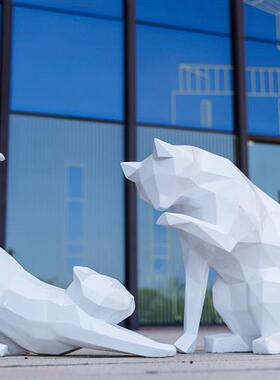 户外花园林景观抽象几何动物猫玻璃钢雕塑小区商场酒店装饰品摆件